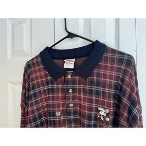 Mickey Mouse The Disney Store Outdoors Polo Shirt Plaid Long Sleeve Men's XXL